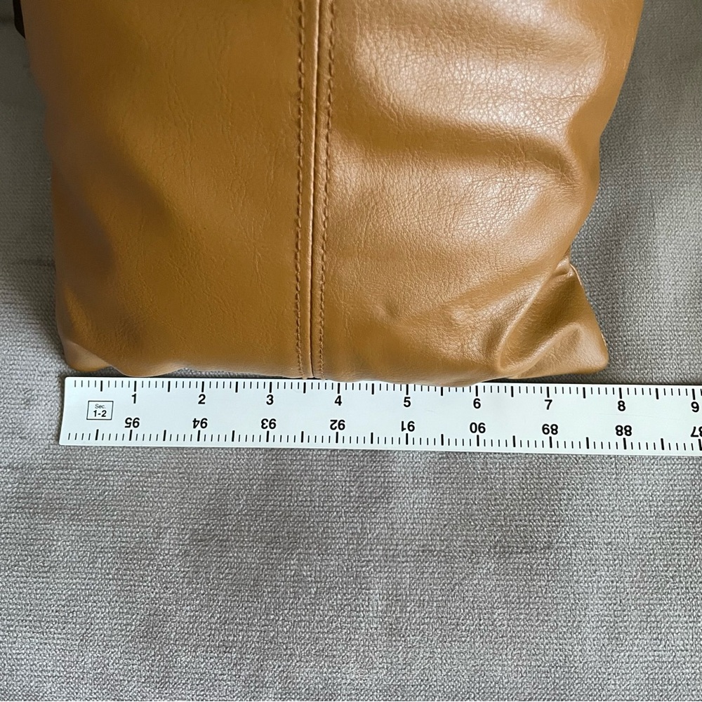 Set of Four Faux Leather Throw Pillows in Brown and Tan - Picture 9 of 9